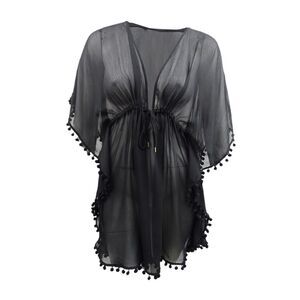 Bleu by Rod Beattie Women's Plus Gypset Chiffon Caftan Swim Cover-Up (1X, Black)